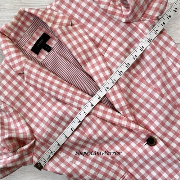 J.Crew cotton candy pink gingham one button linen blazer *shop@iamwarrior - Picture 11 of 16